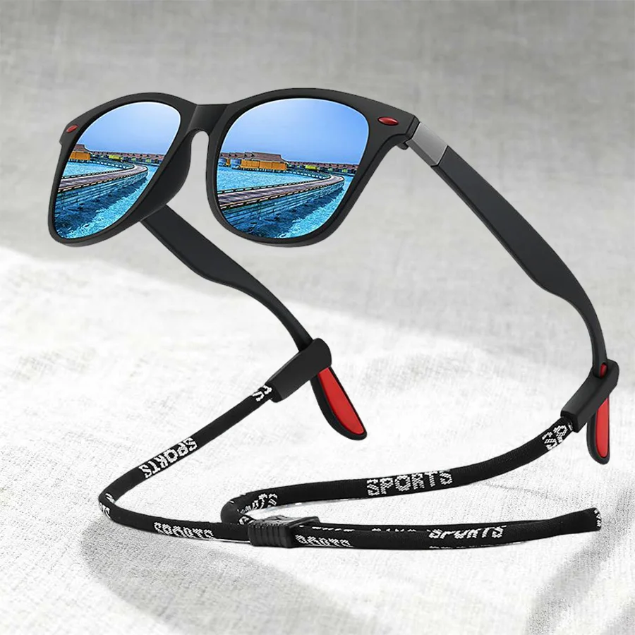 نظارات شمسية كلاسيكية أنيقة UV400 للجنسين خفيفة الوزن على الطراز الكلاسيكي مع سلسلة لقيادة الصيد والسفر والأنشطة الخارجية