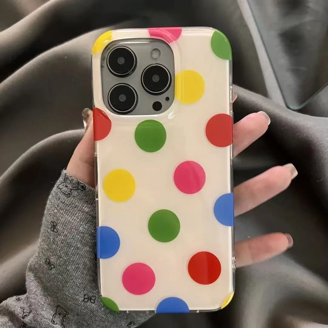 

colorful dots shockproof phone case for iphone 17 pro max 16 plus 15 14 13 11 silicone back cover for iphone 12 pro xr xs shell