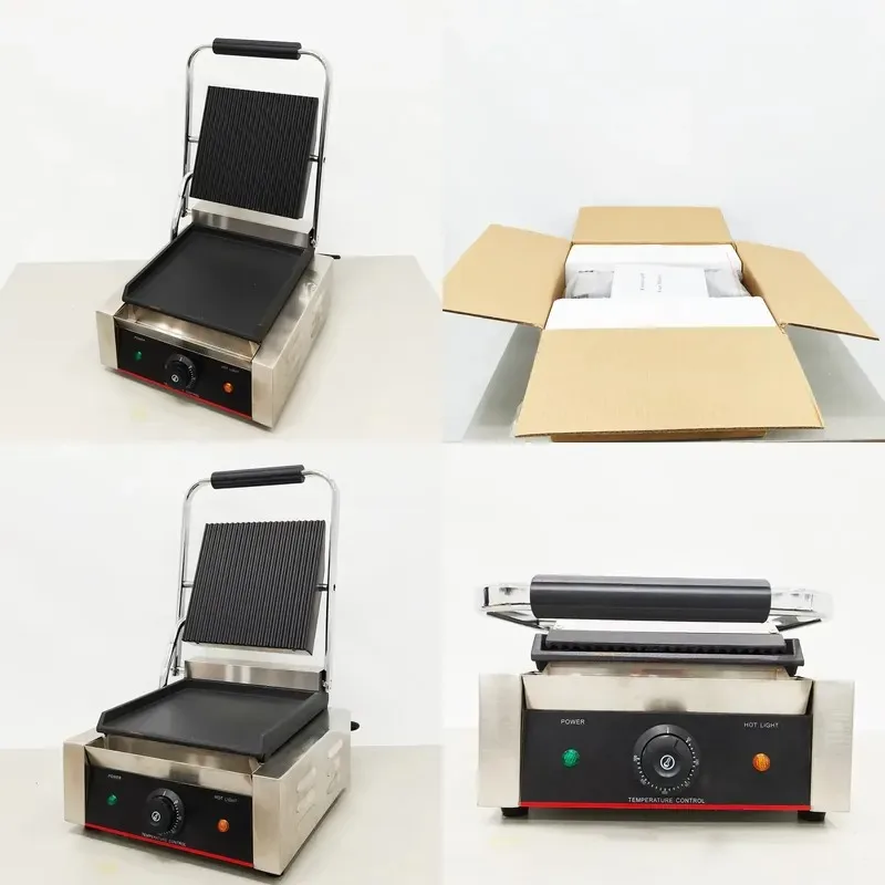 Multifunctional Commercial Panini Sandwich Maker 1800W Electric Grill with Interchangeable Nonstick Plates