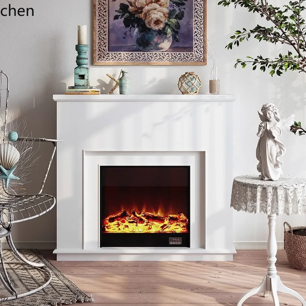 HYS Retro Fireplace Decorative Cabinet Living Room Electronic Simulation Entryway Storage Rack