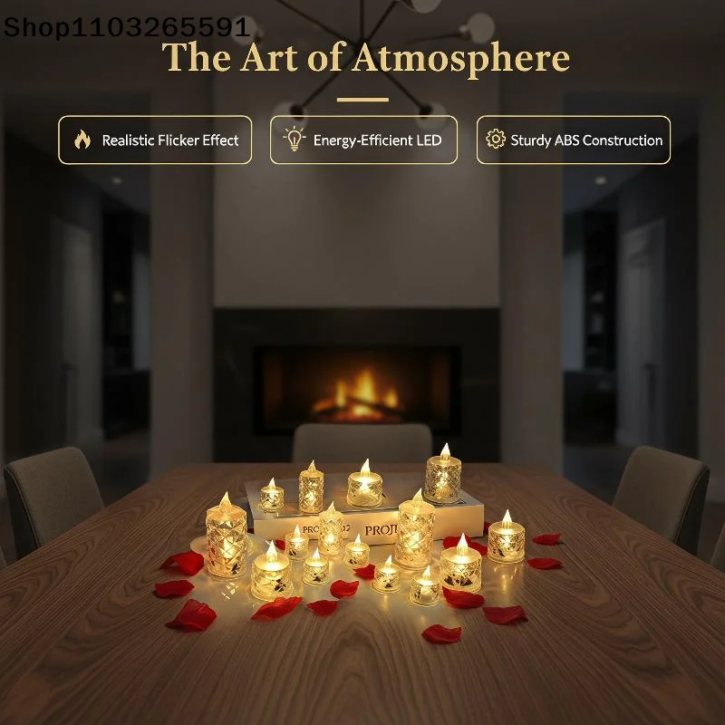 For Wedding Valentines Home Decor Mini Rose Style LED Candles Flickering Warm Flame Long Lasting Battery