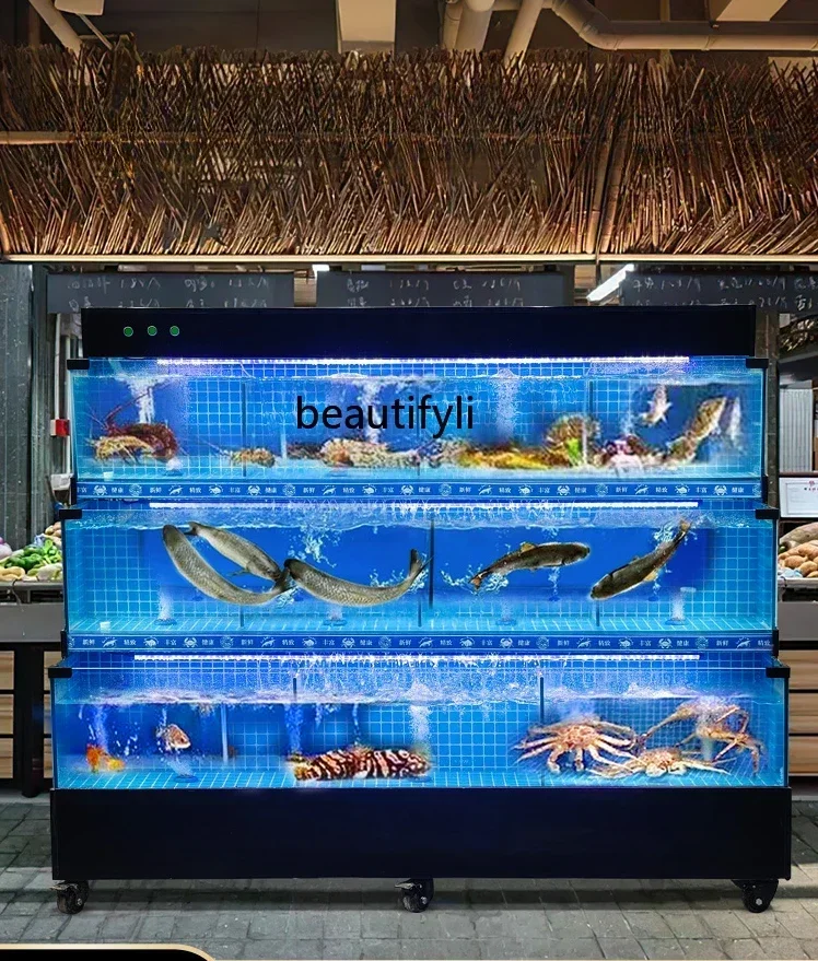 scn8617 Mobile Seafood Pool Commercial Refrigerator Integrated Aquatic Shellfish Pool Supermarket Seafood Fish Tank