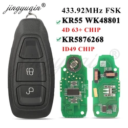 jingyuqin 2BTN 433Mhz ID49/4D63 Car Remote Key For Ford Focus Fiesta C-Max Mondeo Ecosport Focus Galaxy Kuga 5WK48801/KR5876268