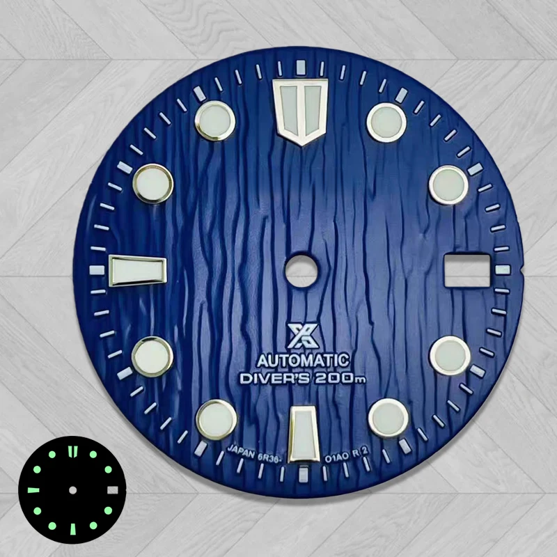 

New 28.5mm S logo NH35 dial C3 green lume suitable for NH35/NH36 movement luminous watch parts