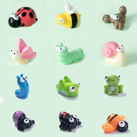 6pc Funny Butterfly Frog Caterpillar Bee Insect Resin Craft Miniature Figure Tiny for Bonsai Microlandscape Fairy Garden Decor