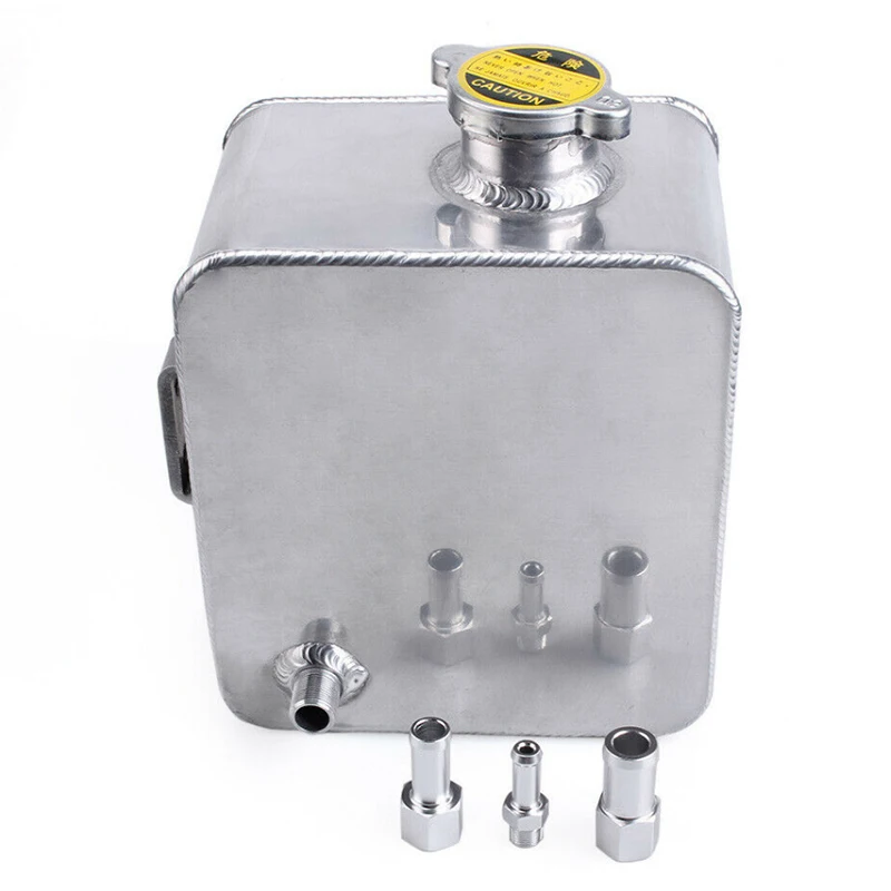 2.5L Car Coolant Water Overflow Tank 2.5L Coolant Header Bottle with Cap Aluminum Universal for Toyota/Honda Silver