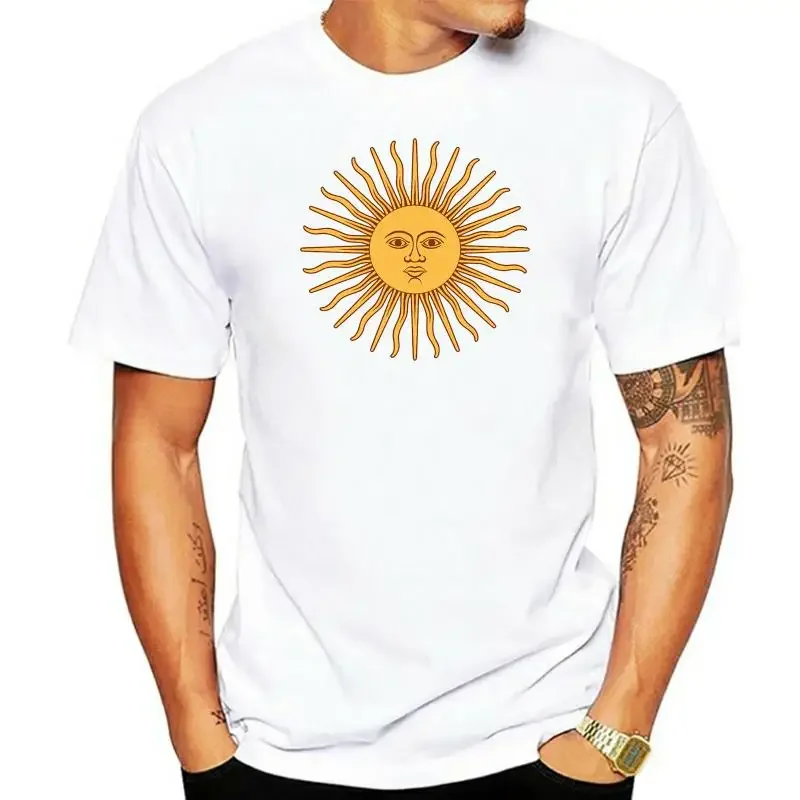 2025 nuevo modelo de camiseta de marca de algodón para hombre, camiseta Unisex del sol de la bandera de Argentina, camiseta unisex de más tallas y colores