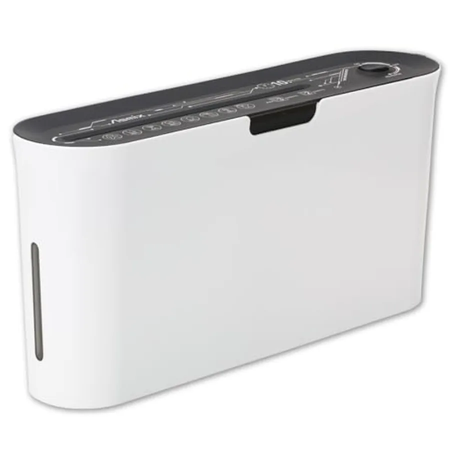 B08W Paper Shredder for Home use Office White Compact Design 2 Sheet Crosscut Paper 10 Mins Running Time 14.7" × 7.2" × 3.7"