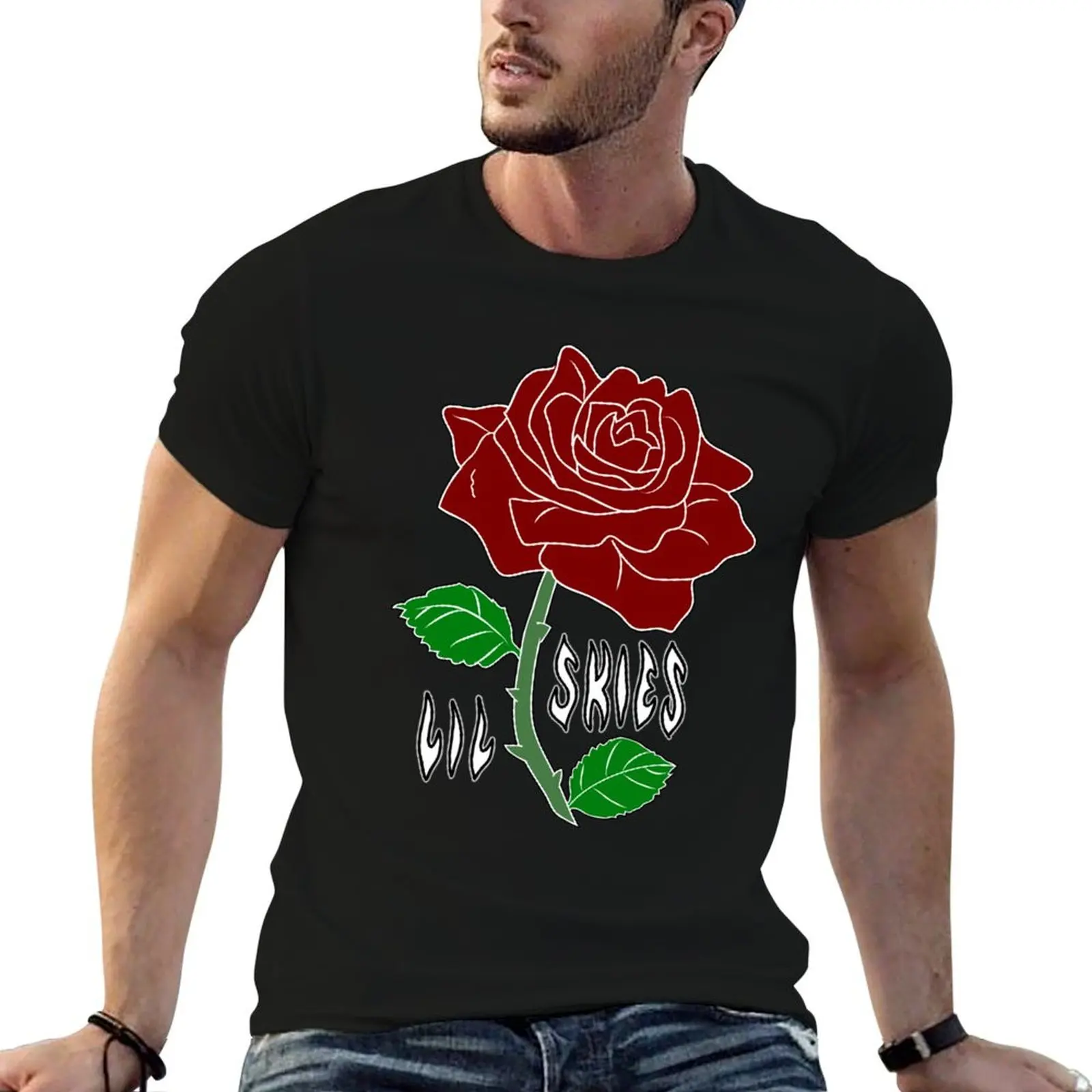 

lil skies dark rose coloured black T-Shirt funny t shirts dark humor t shirts for man cotton T-Shirt