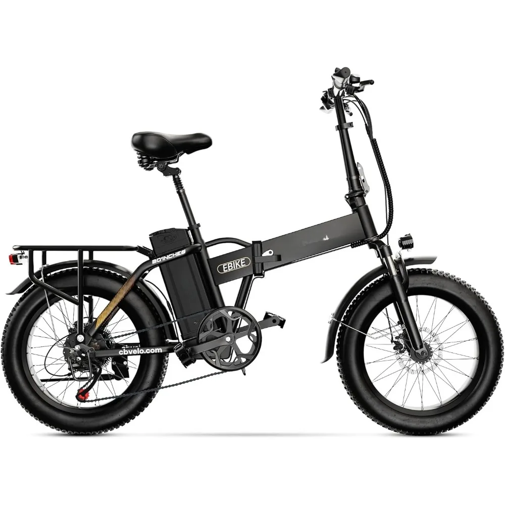 

1000W Folding Electric Bike, 48V 20.8AH Large Removable Battery E-Bike, 30+MPH, 80 Miles Max Range, 20" Fat Tire Electric