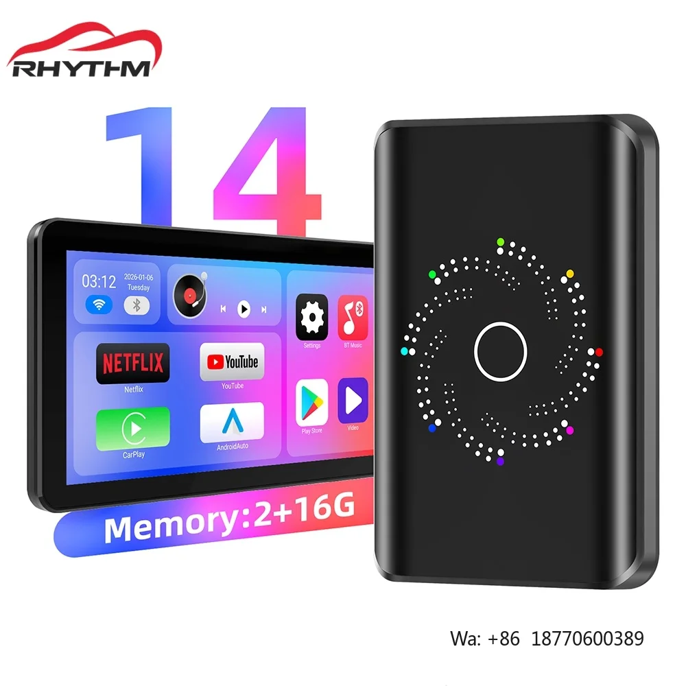 Rhythm Wireless Carplay Android Box 4G 32G Dual 5G Wifi BT Video Output Usb Multimedia Player