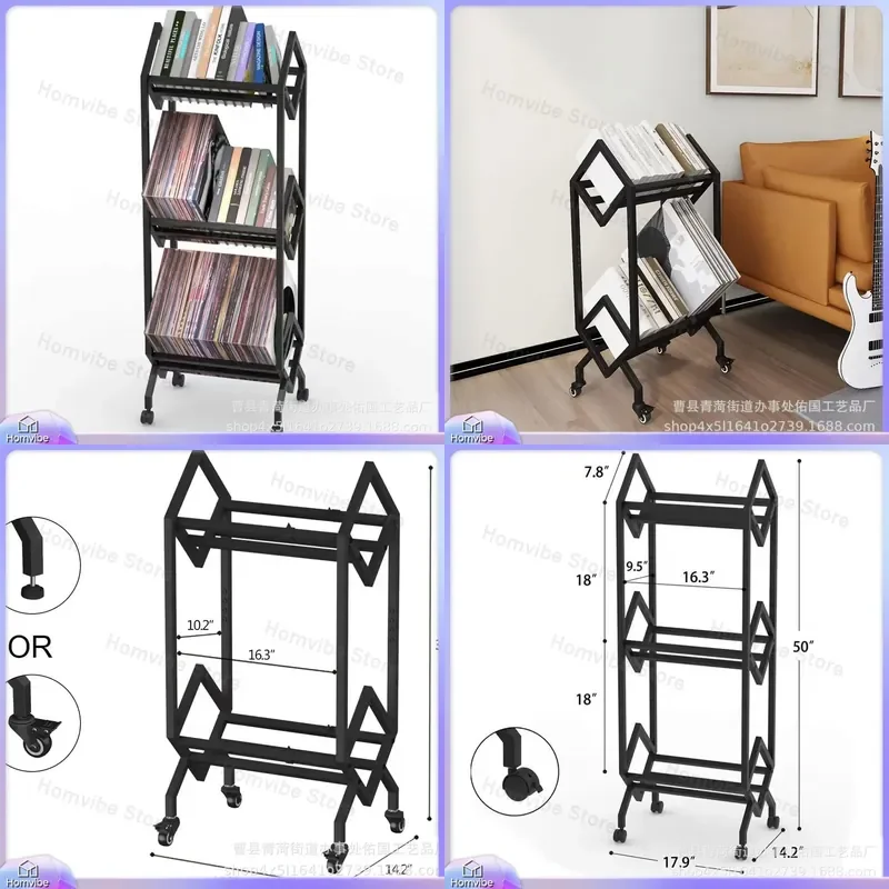 Desktop Creative Iron Bookshelf for Vinyl Record Storage CD Display Rack Magazine Holder Wrought Iron Shelf Organizer Stand