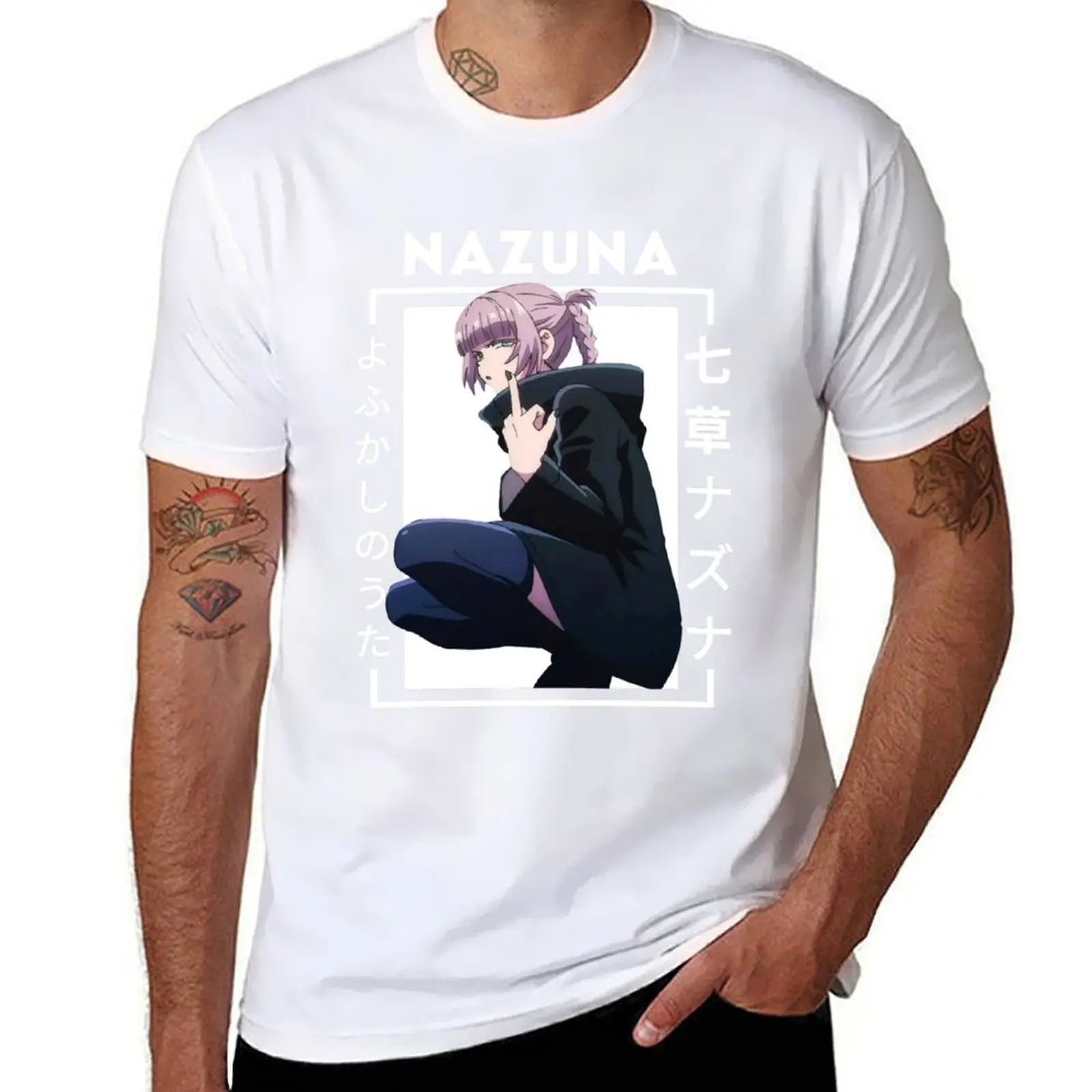 

Call of the Night - Nazuna middle finger T-Shirt t shirts for man graphic vintage t shirts for man cotton soft T-Shirt