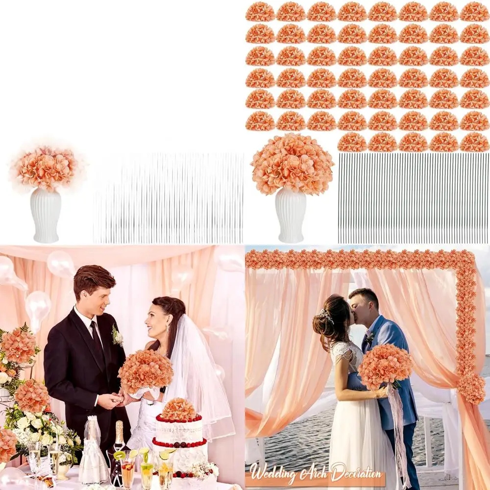 

Искусственные цветы гортензии на стеблях для свадебных арок, центральных композиций и украшений для вечеринок (терракота)