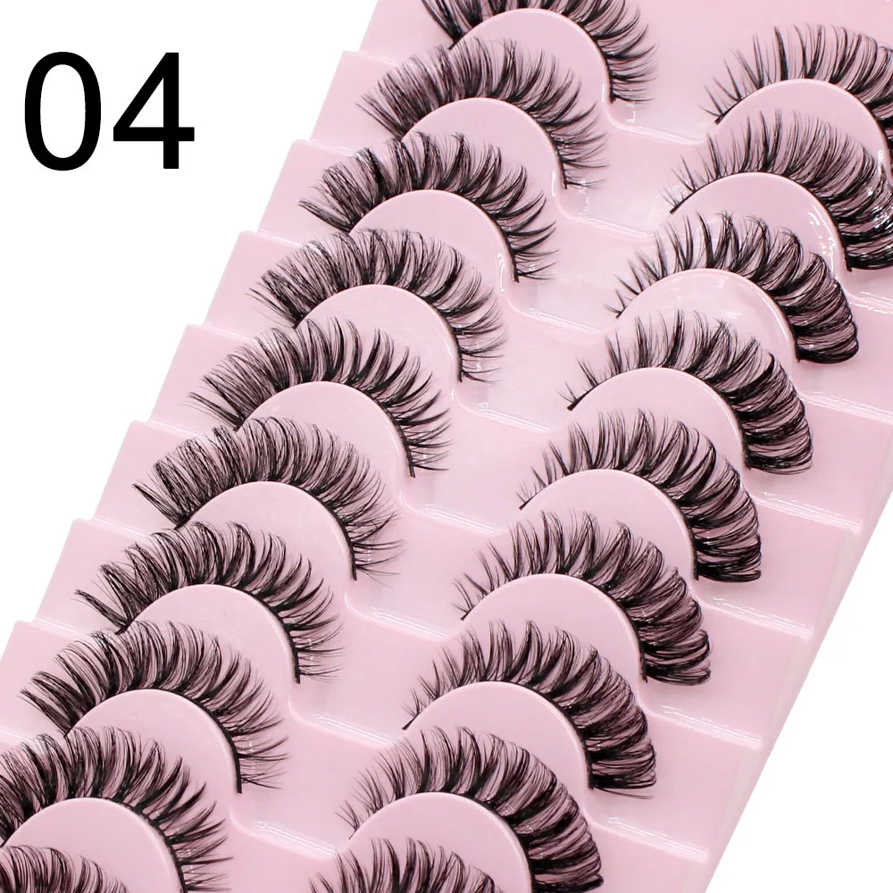 Moonlily 10 Paar Vollstreifen-Wimpern DD Curl Runde 3D-Wimpern Wiederverwendbare flauschige falsche Wimpern Russische Verlängerungen – Detail 10