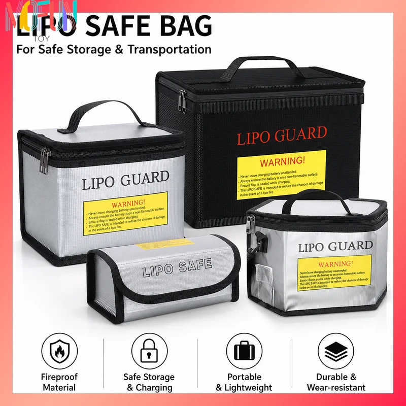 Lipo Battery Safe Bag 215x145x165mm Fireproof Explosionproof RC Lipo Battery Guard Portable Storage Handbag For Drone Model