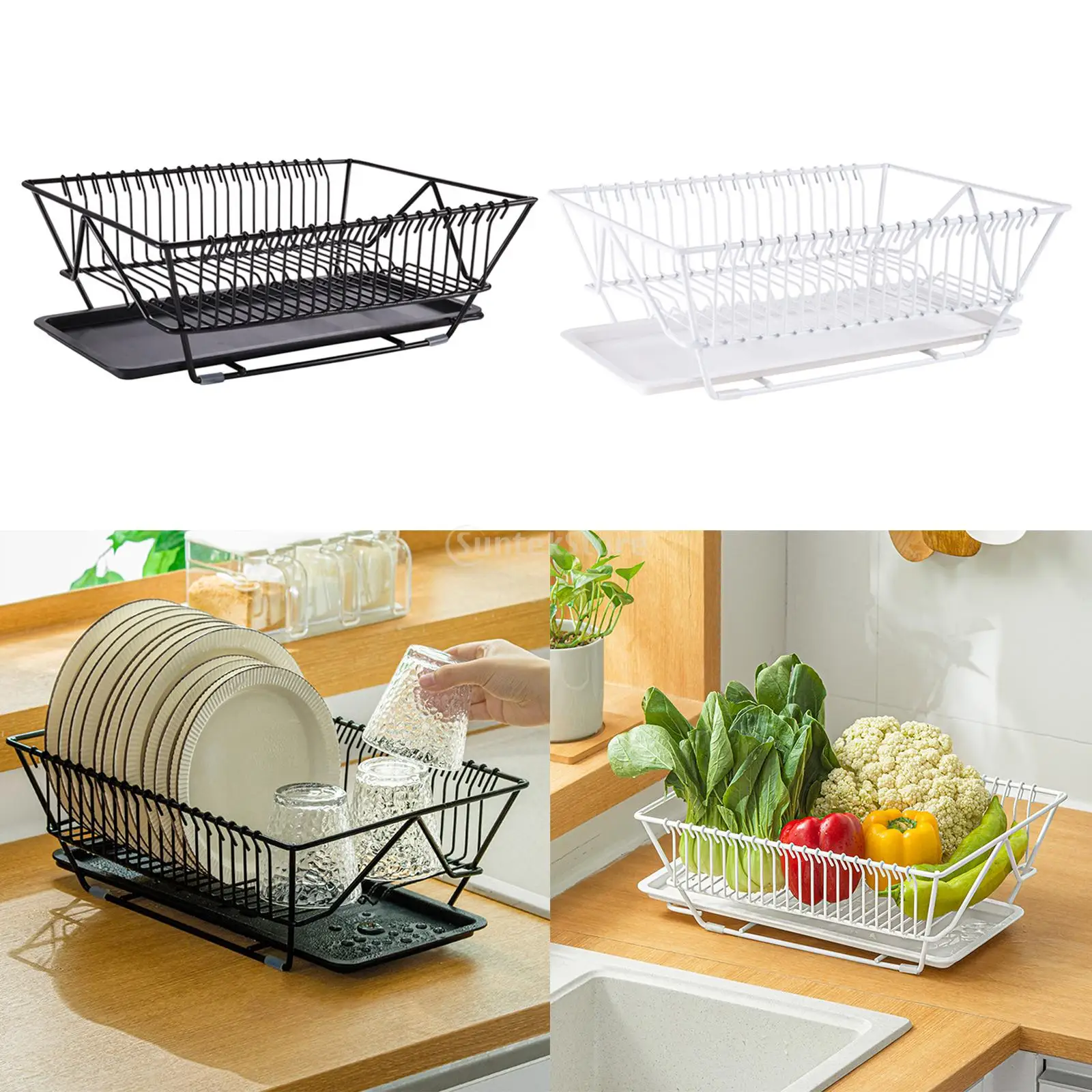 Bowl Cup Plate Kitchen Dish Rack Drainer Tray with Sink Drainer Space Saving Dish Rack Drying Stand for Cabinet Countertop