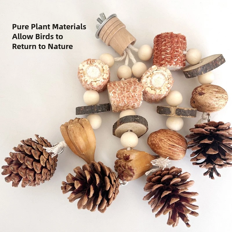 Natural Bird Chew Toy Cotton Rope Pinecone Parrot Toy Bite Resistant Birds Tearing Toy Cockatiels Training Cage Toys Accessries view 4