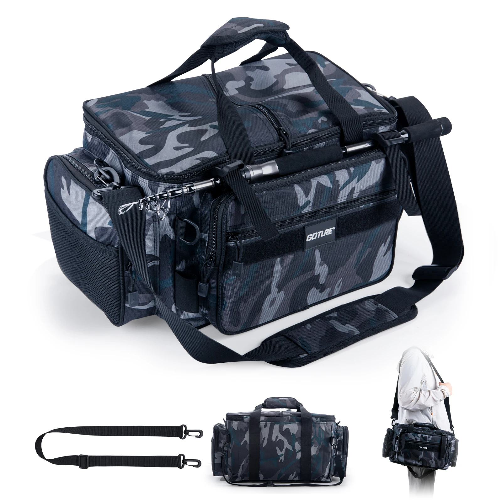 

Goture Lure bag multi-Functional Waist Bag Crossbody Large-Capacity Fishing Rod Special Storage Tackle Bag Waterproof