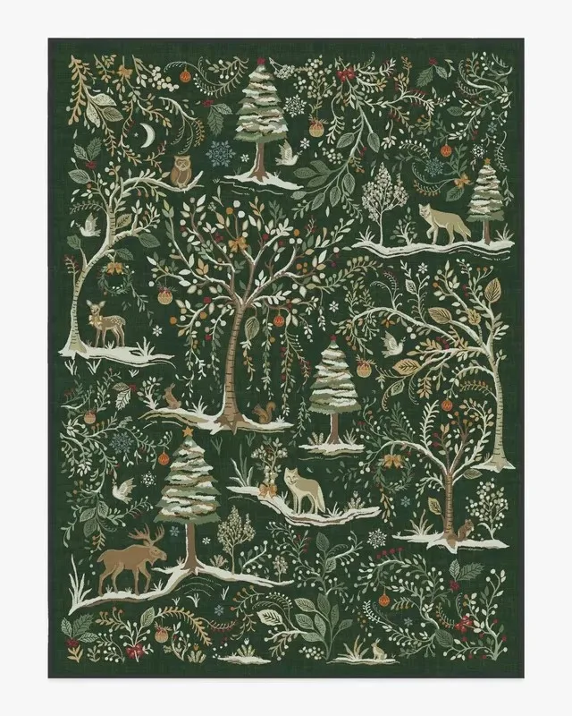 DASTICKING Iris Apfel Protea Forest Green Rug 3