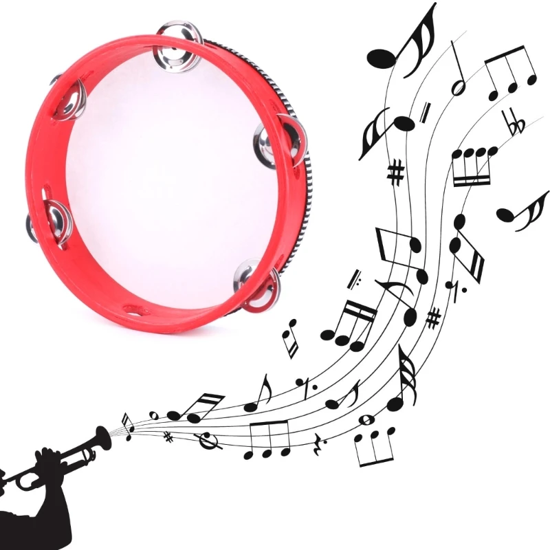 Y1UB Tambourine Metal Drum Percussion Musical Educational Instrument for Party Toy