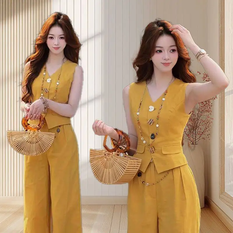 

Spring and Summer New Fashion Slimming and Stylish Top Casual Temperament High-end Pants Two-piece Set