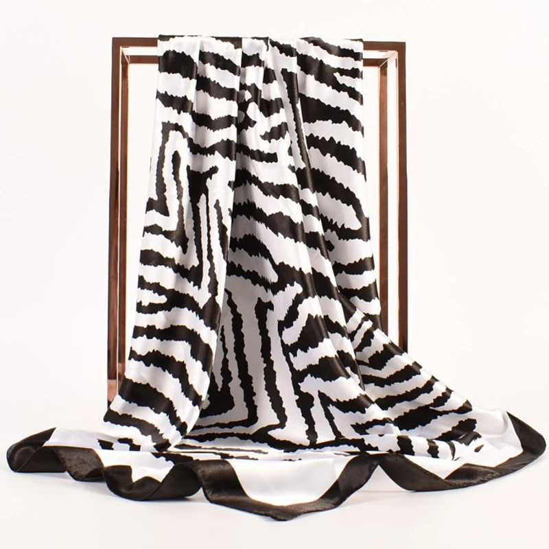 Autumn New Simple Small Fresh Zebra Pattern Plain Pattern Colored Ding 90 Large Square Scarf Women's Stock Fashion Square Scarf