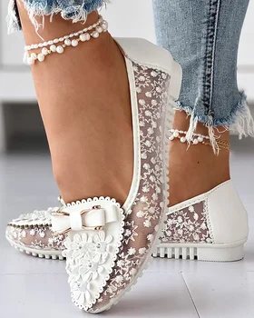 Sommer Atmungsaktive Einfarbig Vulkanisierte Schuhe Floral Stickerei Bowknot Faulenzer Frauen Nicht-slip Blume Turnschuhe Chaussure Femmes