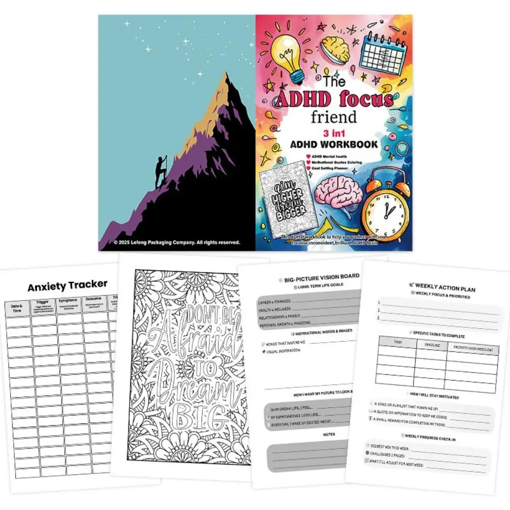 Three In 1 Daily Planner Concentration-Oriented Psychological Adjustment Organizer Planner Coloring Multifunctional