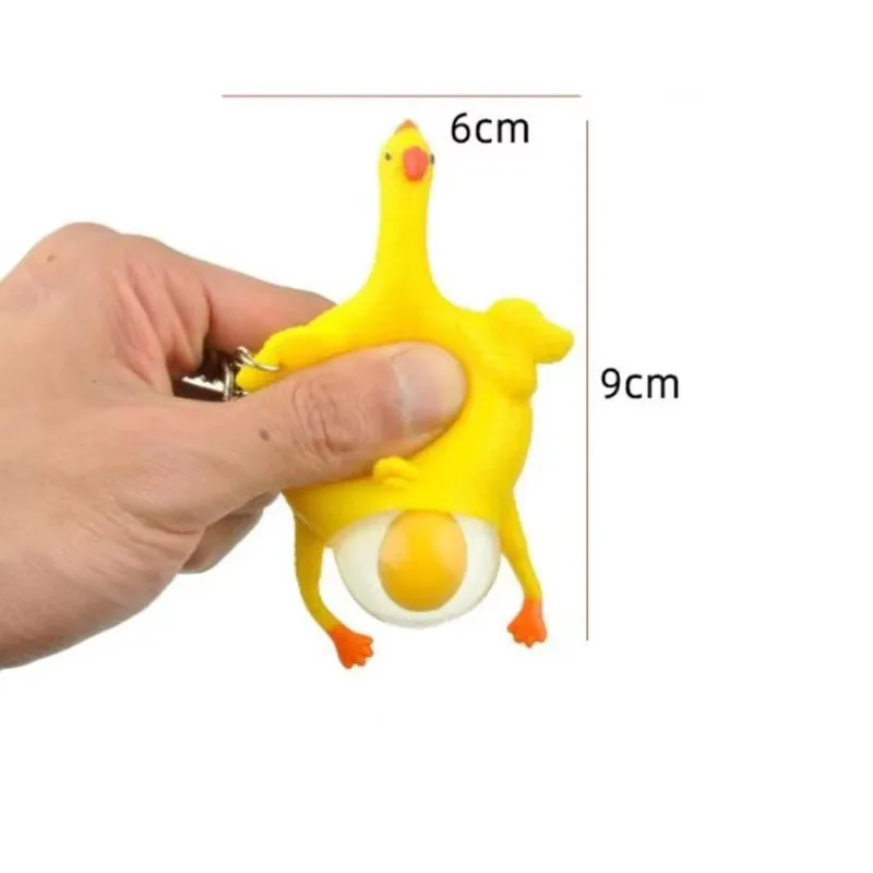 Chicken Egg laying Hen Crowded Pressure Ball Keychain Portable Squeezing Chicken Keyring Fun Joke Cunning Small Tool Toy