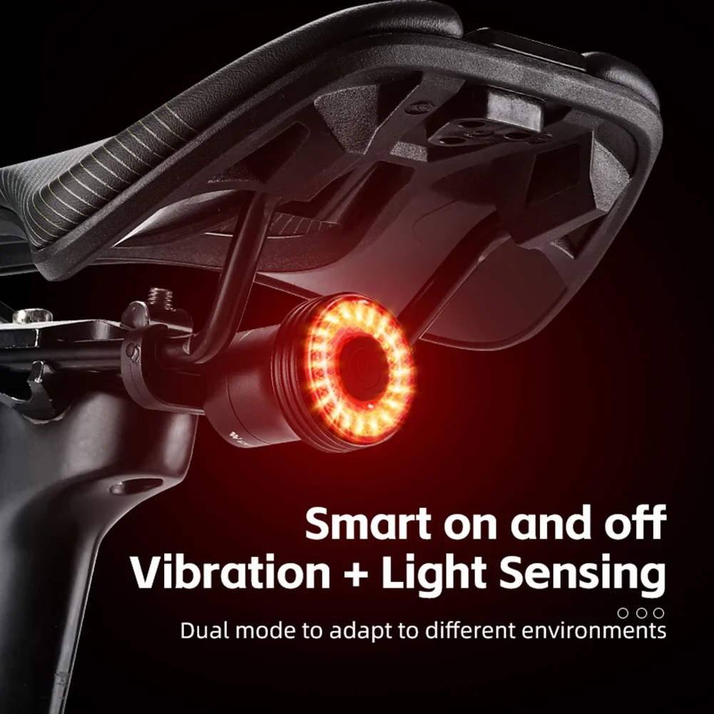 WEST BIKING Bicycle Taillight LED 400mAh Bike Smart Sensor Brake Tail Light Type-C USB Rechargable Waterproof Cycling Equipment