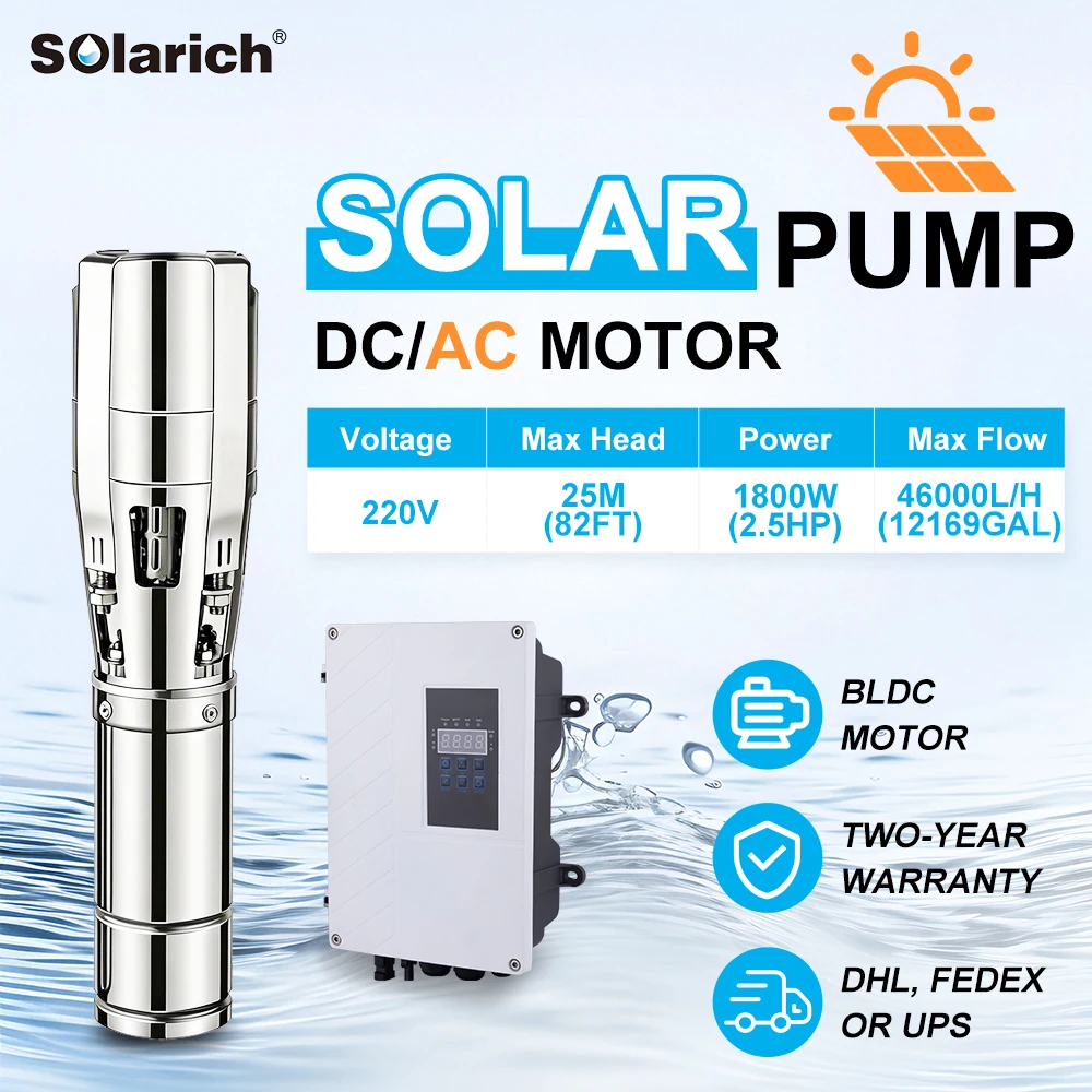 

Гибридный погружной солнечный водяной насос SOLARICH 6 дюймов для орошения в сельском хозяйстве, на солнечной энергии, BLDC, для сада, постоянный/переменный ток, эффективный, экологичный