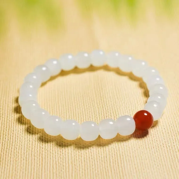 

Hetian браслет из натурального белого нефрита для женщин, 2025 год змеи, новый старый стиль, бусины, сделай сам, аксессуары из агата, нитка из бисера, HandSt