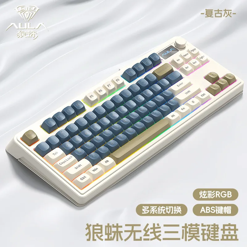 

Беспроводная Bluetooth-клавиатура AULA S3187 с механическим ощущением при нажатии клавиш, RGB-подсветкой и ABS-клавишами для офиса, игр, ноутбуков и настольных ПК