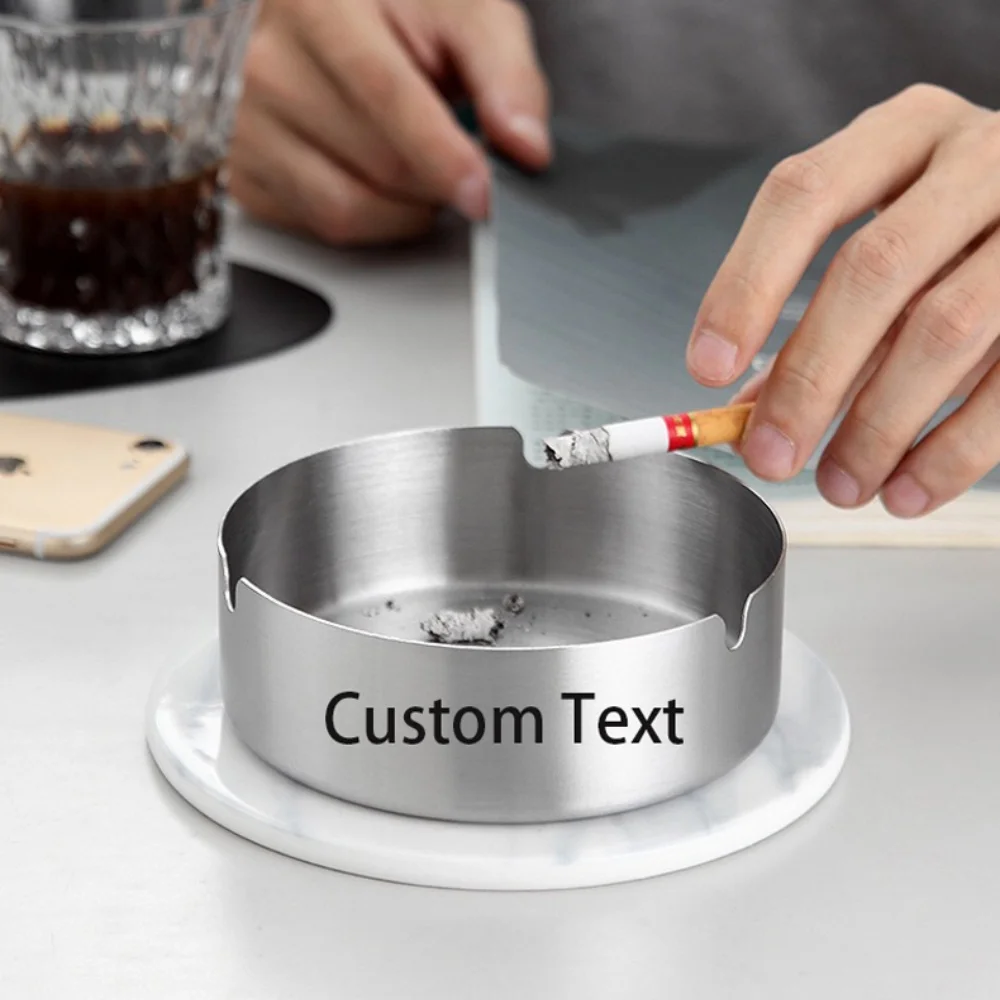 

Custom Thickened Stainless Steel Ashtray Windproof And Dropproof Easy To Clean Creative Personalized Office Home Decoration Gift