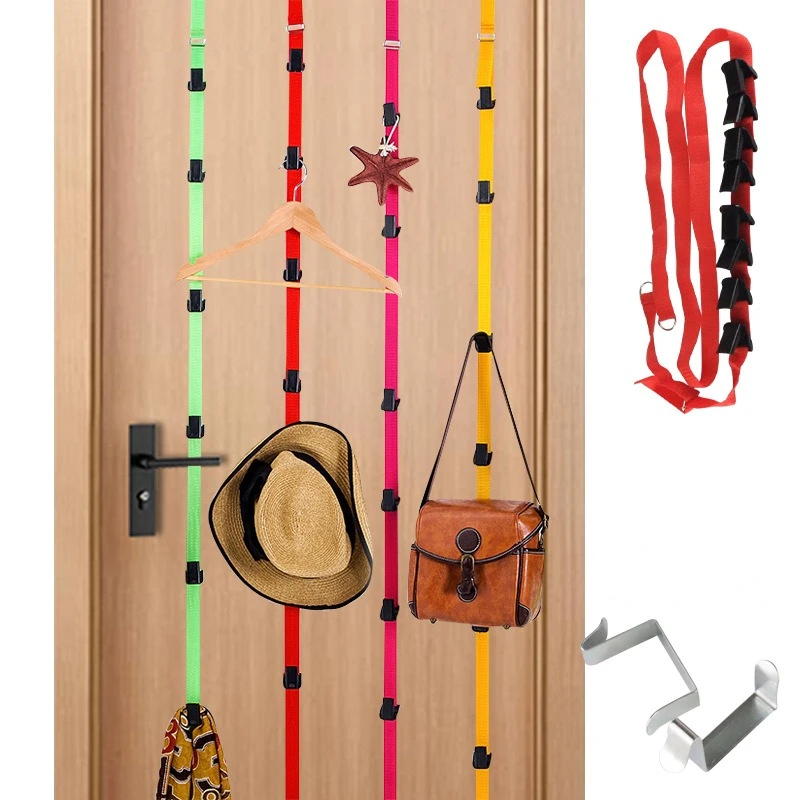 Adjustable door back seamless multi-purpose storage hook rope door back coat lanyard