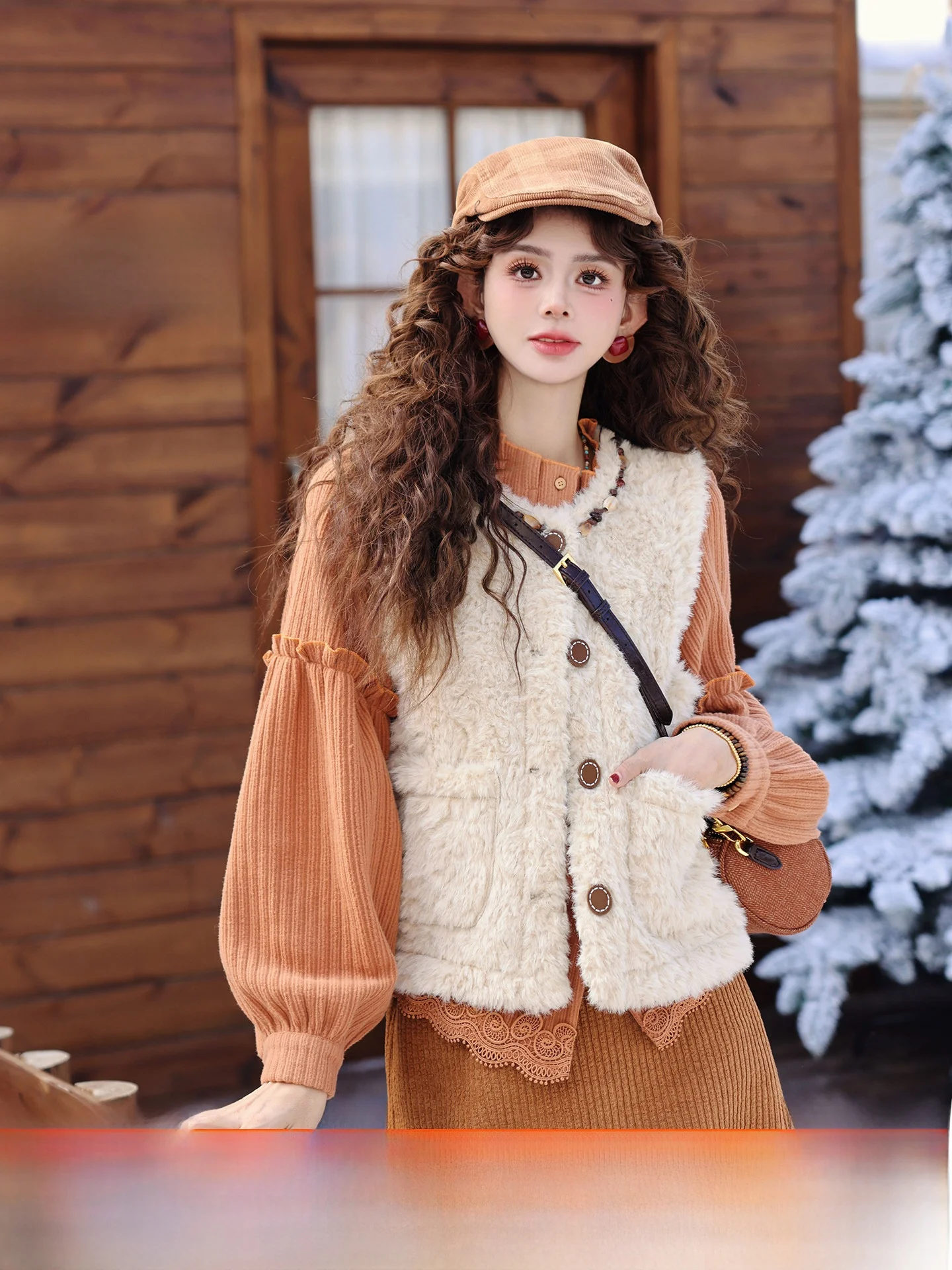 

Chen Jiajie Special Thiened Plu Women's Vest Casual Loose Fit Versatile Outerwear round Ne Single Button Closure