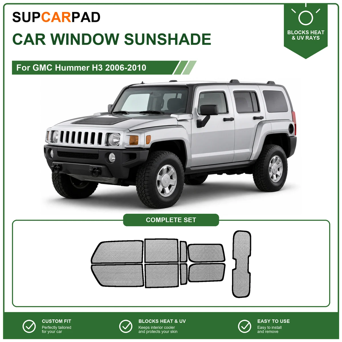 For GMC Hummer H3 2006-2010 Full Set Car Window Sunshades UV Block Privacy Heat Insulated Foldable Car Curtain
