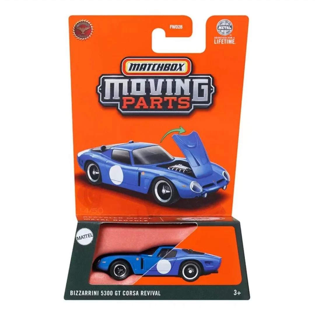 Carro original matchbox 1/64 peças móveis bizarrini livorno 5300 gt corsa revival veículo modelo brinquedos para meninos coleção presente