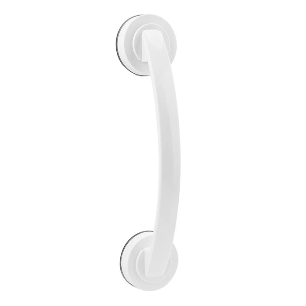 

White Suction Shower Grab Bar Door Elderly Knurled Bathroom Balance