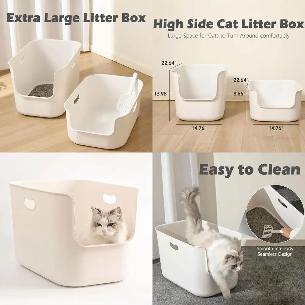 

Большой лоток для кошек Jumbo XL с высокими бортиками для домов с несколькими кошками, 22.64x14.76x13.98, защита от разбрызгивания и легкая очистка