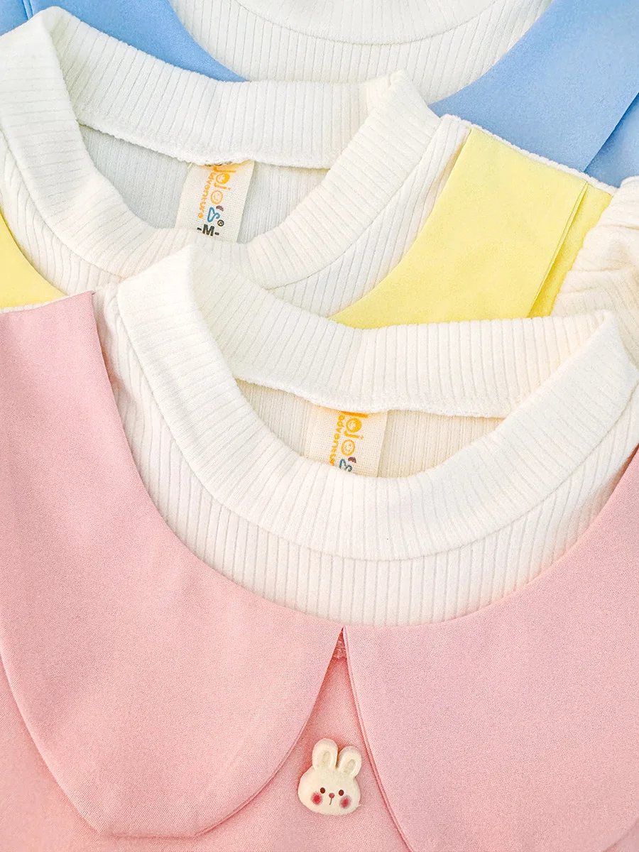 Baby Girl Pink Dress Cute Bunny Bow Decoration Soft Knit Long Sleeve Dress for Kids Girl Autumn Daily Casual Dresses