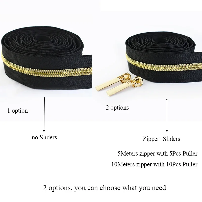 5/10M Meetee 3# 5# Nylon Zippers Tapes Zip By The Meter Repair Kit DIY Bags Garment Zipper Slider Replace Sewing Accessories