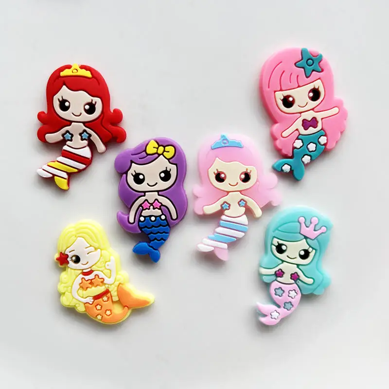 20pcs Kawaii cute mixed mermaid flat back PVC girl princess scrapbook DIY jewelry craft decoration soft glue accessories