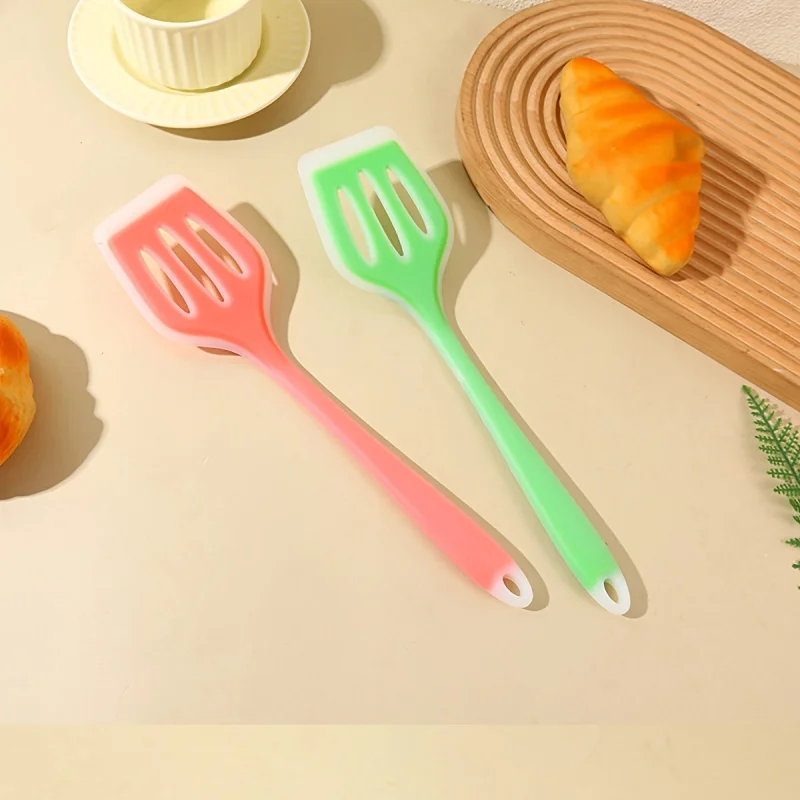 Food-grade silicone slotted spatula semi-transparent full-wrap integrated stir-fry pan spatula kitchen cooking wokShovel