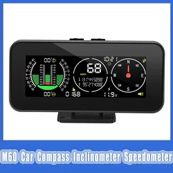 NEW Car Compass Inclinometer Car GPS Speedometer Off Road Accessories Car HUD Head Up Display Overspeed Alarm M60 Inclinometer