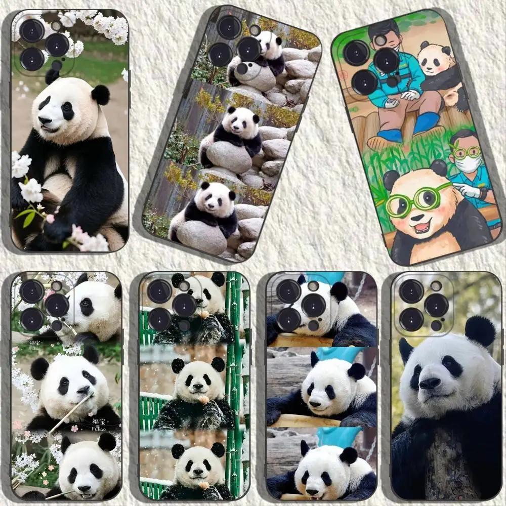 

fubao panda Phone Case For iPhone 17,16,15,14,13,12,11,Plus,Pro Max,XS,X,XR,SE,Mini,8,7,Soft Silicone Black Cover