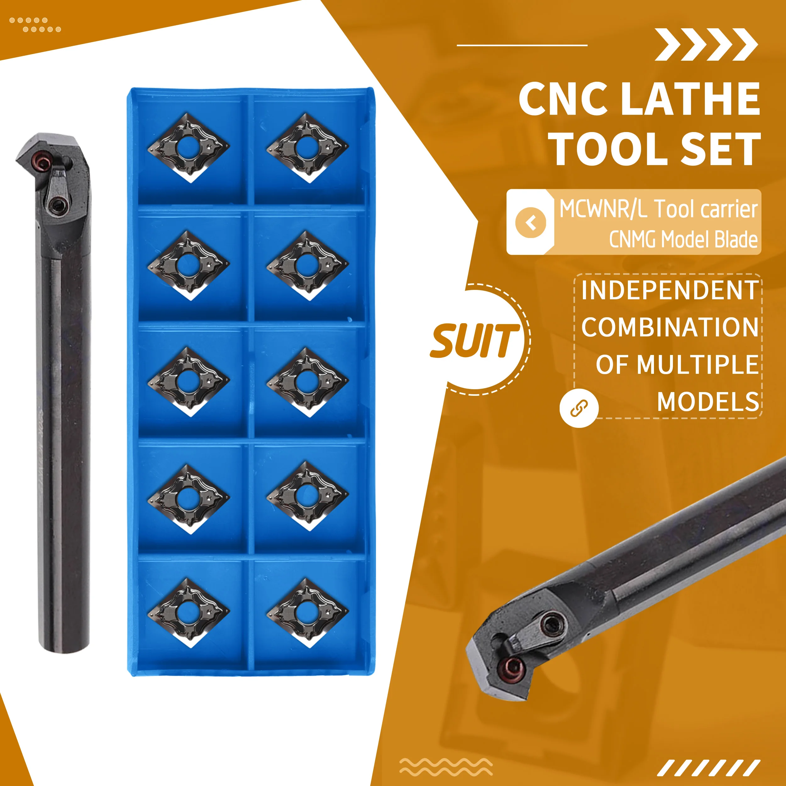 S20R S25S-MCWNR12 CNC Machine Tools Internal Turning Tool Holder +10Pcs CNMG120408 Carbide Blade Lathe Processing Steel Aluminum