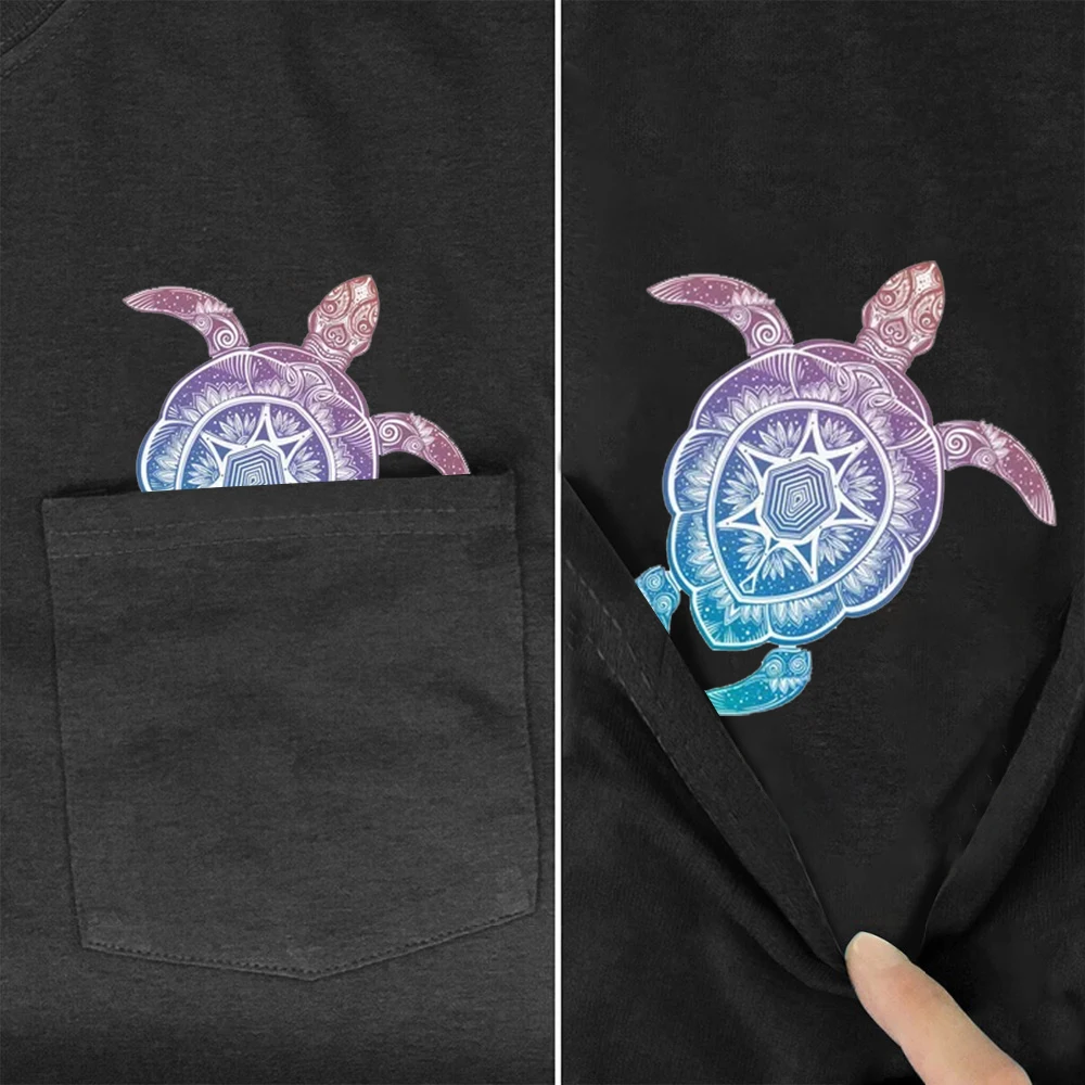 CLOOCL 100% Cotton T-shirts Fashion Polynesia Turtle Retro Tattoo Print Pocket Tees O-neck Short Sleeve Tee Woman Tshirts