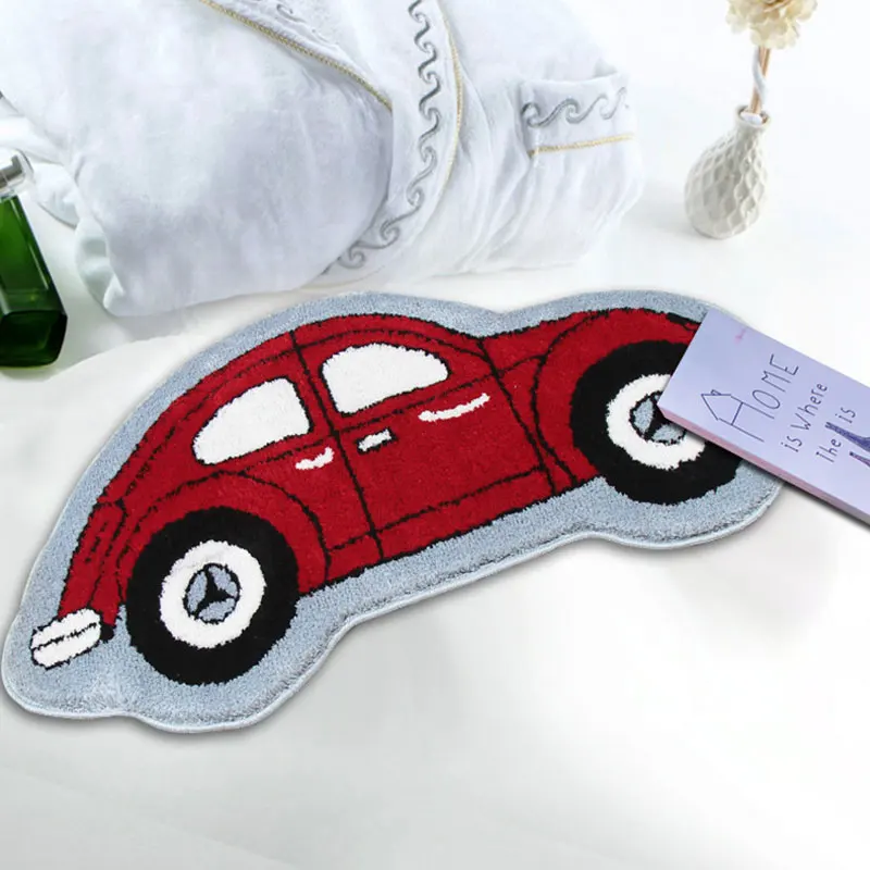 Irregular Cartoon Cute Car Pattern Rugs Decor Kids Room Bedside Rug Soft High-Quality Flocking 50x100cm Carpet Floor Mat